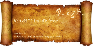 Vitális Áron névjegykártya